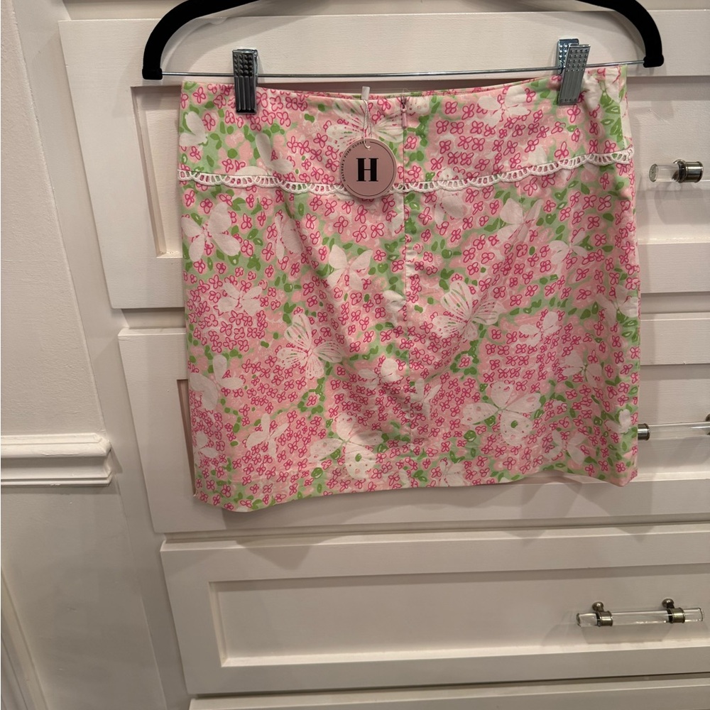 Lilly Pulitzer Pink & Green Floral Cotton Mini Skirt - Picture 3 of 4